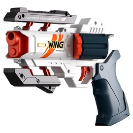 VISPHYLY Soft Bullet Toy Revolver - Safe Foam Blaster with Darts, Nerf Gun Fun, and Pistol Toy for Cool Kids' Education and Memorable Gifts White