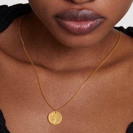 LADYGD Birth Flower Necklace 18K Gold Plated Necklaces for Women Disc Cuban Birthday Gold Jewelry Gifts for Women 12 Month 19.5" Carnation