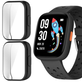 Compatible for BIGGERFIVE Smart Watch Case, Lamshaw Soft Slim TPU All Around Protective Shell Anti-Scratch Bumper Cover Case Compatible for BIGGERFIVE BW02 Smart Watch-1.8 inches (Black+Black)