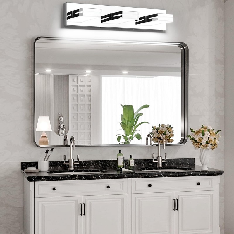 SineRise LED Modern Bathroom Vanity Light Fixtures (3-Light, 24-Inch), Chrome