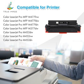 TRUE IMAGE Compatible Toner Cartridge Replacement for HP 410X 410A CF410X CF410A 410A Black for HP Color Pro MFP M477fnw M477fdw M452dn M452nw M477fdn M452dw Printer Ink (2-Pack)