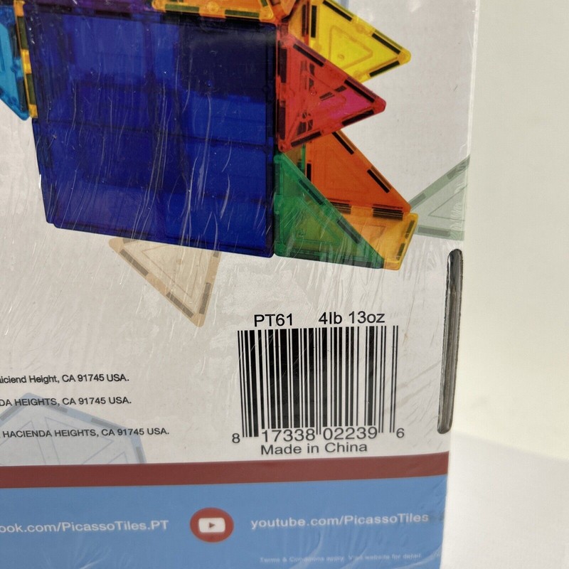PicassoTiles 61 Piece Magnetic Building Tiles
