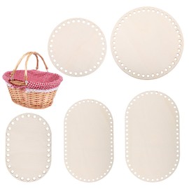 Pack of 5 Basket Base for Crocheting, Wooden Floor for Crocheting, Made of Wood, Natural Wood Basket Base, Bag Base Crochet Basket Base, Basket Base Set for DIY Basket Weaving, Supplies Crafts,