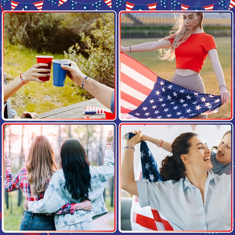 30Pcs 4th of July Bracelets Accessories - Patriotic Red White