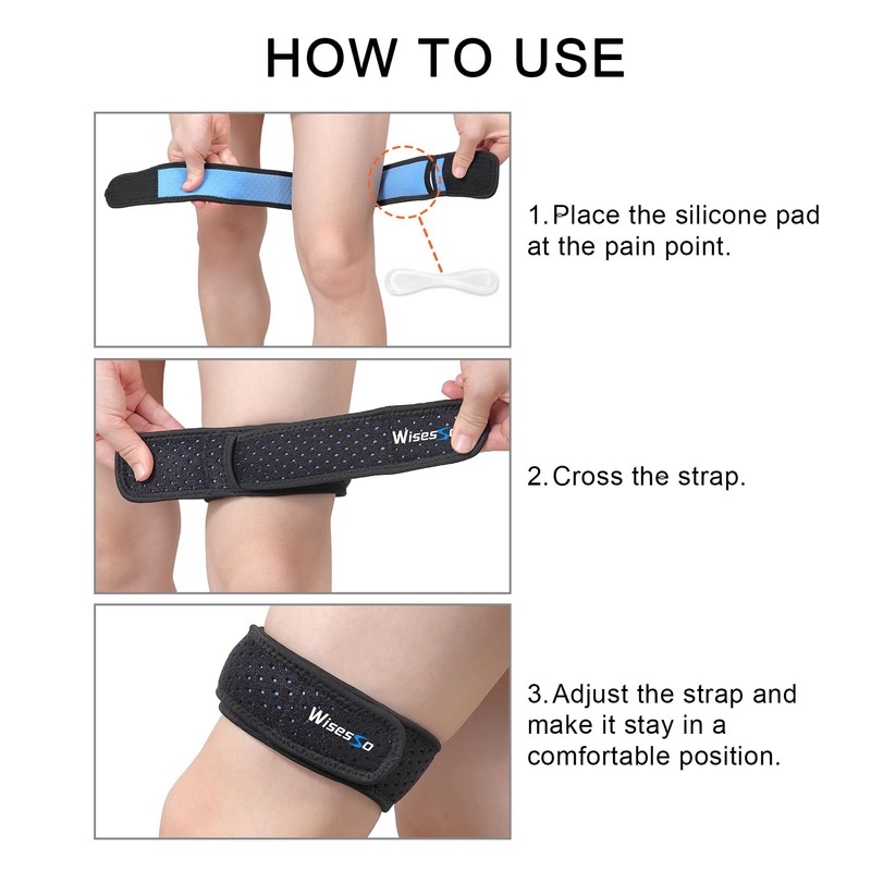 Wisesso IT Band Strap, Adjustable Iliotibial Band Syndrome Brace, Athletic