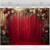 Red Rose and Gold Glitter Background Banner for Photo Booth,