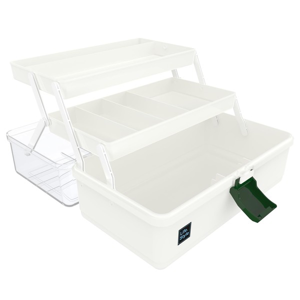 Calogy Lidded Storage Bins, Storage Box, 3 Layer Multifunctional Plastic