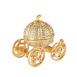 QIFU Pumpkin Carriage Series Enameled Trinket Box Hinged Decorative Collectible Figurine Unique Gift to Store The Ring