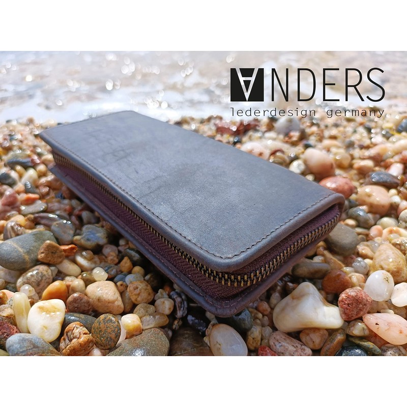 Anders Stifteetui Leder German Design Federmappe Lederetui (Schwarz, M)