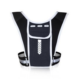 Feelorna Running Vest Phone Holder, Reflective Running Vest with Pockets for Phone Water Bottle Keys Cards, Men Women Sport Chest Phone Holder for Running Cycling Jogging