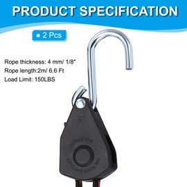 PATIKIL 2 Pcs Kayak Rope Tie Down Straps, 1/8" x 7 ft Heavy Kayak Rope Straps Canoe Bow and Stern Tie Downs Straps Adjustable Rope Hanger Ratchet Kayak Transport Accessories