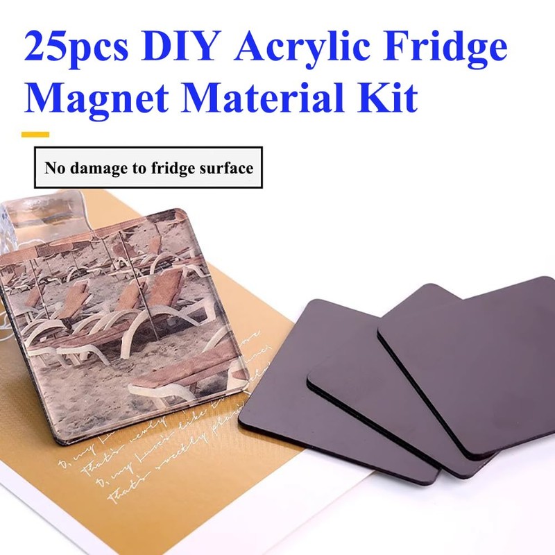 25pcs Blank Acrylic Fridge Magnets Set, 2" x 2“ Personal
