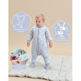 molis&co. Baby Sleeping Bag with Feet, Removable Sleeves and Socks. 2.5 TOG. Ideal for Transitional Periods and Winter. 100% Cotton (Oeko-Tex 100). (Woodland, 60 cm (6 Months))
