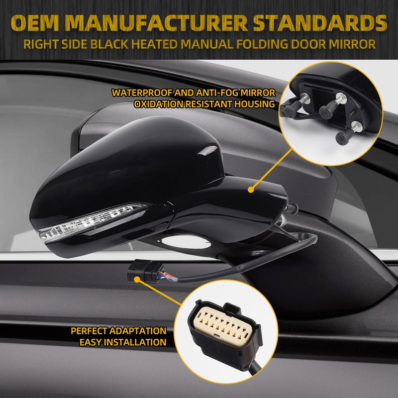 Dasbecan Right Passenger Side Mirror Assembly Compatible with Ford Fusion