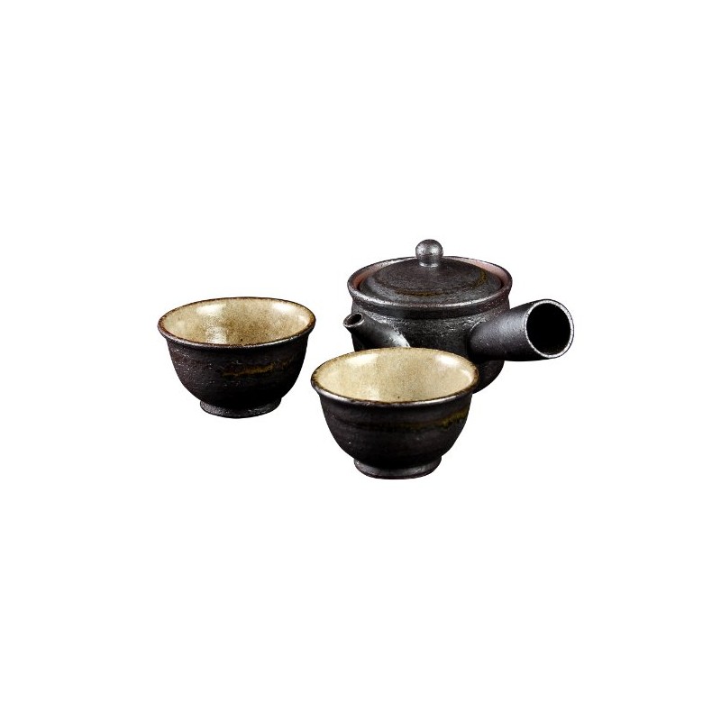 Yamasho Pottery Shigaraki Ware Sumi-iro Futari Tea Pot Sum-3