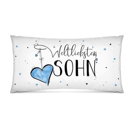 PR Print Royal XXL Decorative Cushion with Filling - Weltliebster Sohn - Gift for the Best Son, from Parents, Birthday - White, 80 x 40 cm