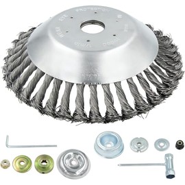 AILEETE 6'' Steel Wire Wheel Brush Weed Trimmer Head for Most Straight-Shaft String Trimmer & Brush Cutter & Weed Eater & Weed Wacker (with 2 Kinds of Blade Adapter Kit)