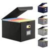 Hleelomi Collapsible File Box with Lid & Plastic Slide -