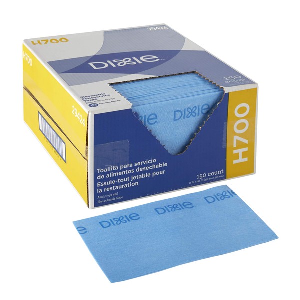 Dixie H700 Disposable Foodservice Towel by Georgia-Pacific, Blue & Blue Stripe, 29424, 1 Box of 150 Towels