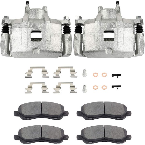 BRAKEUS Front coated Brake Caliper + Ceramic Pads fit for