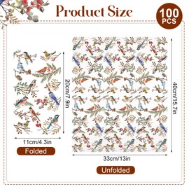 100 Pcs Vintage Floral Bird Paper Napkins Disposable Hand Towels for Bathroom, 3 Ply Watercolor Spring Bird Guest Napkins Decorative for Kitchen Dinner Birthday Anniversary Wedding (Retro Flower Bird)