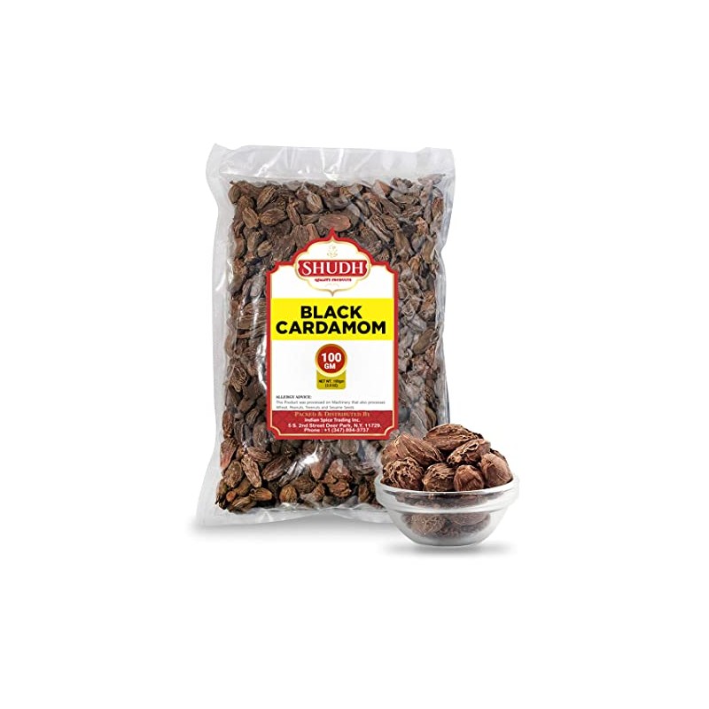 SHUDH Black Cardamom Pods 100GM | Whole Kali Elaichi Indian
