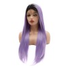 Meiyite Hair Straight Long 24inch Dark Root Light Purple Ombre