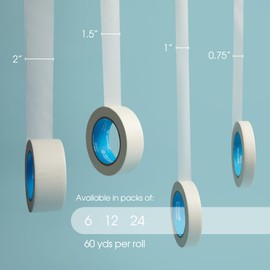 Spartan Industrial - 1.5" X 60 yd Masking Tape for Construction, Painting, Crafts, and More - 6 Rolls of Removable Tape, 5.5 Mil