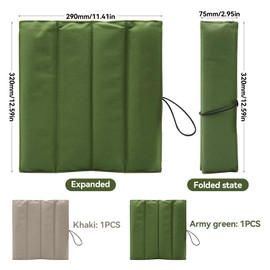 Aimeke Pack of 2 Seat Cushion Outdoor Thermal Seat Mat Foldable Seat Pad Waterproof for Picnic Outdoor Hiking Camping (Khaki/Army Green)