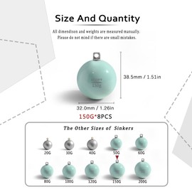 ECOFT Lead Free Fishing Weights Sinkers 20g-200g Coated Egg Sinkers Cannonball Weights Assorted Sizes Bag and Fishing Weights Assortment Box Non-Lead Fishing Weights Saltwater Freshwater