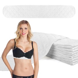 Hopton Bra Inserts Sweating, Pack of 10 Bra Inserts, Cotton Underbust Sweat Protection, 3-Layer Washable Bra Pad Inserts, Rectangular Breast Pads for Women (46 x 8 cm), White