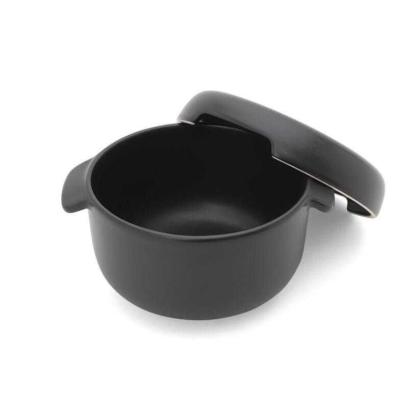 World Create 15962 Yayoi Pottery Round Hitsu Black 1 Piece
