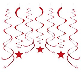 Party Star Swirl Decorations, Red Foil Ceiling Hanging Swirl Decorations with Star, Whirls Decorations for Birthday | Wedding | Anniversary | Graduation Party Supplies,30 PCS