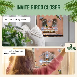 Hatortempt Clear Window Bird Feeder - Set of 2,Durable Acrylic Birdhouse for Viewing Wild Birds Outdoors, Squirrel Proof, Easy-to-Clean, Nature Watching Gift & Garden Decor for Bird Lovers