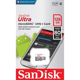 SanDisk Ultra 128GB microSDXC Memory Card (2 Pack) UHS-I Class 10 SDSQUNS-128G-GN6MN Bundle with (1) Everything But Stromboli 3.0 SD/TF Micro Card Reader
