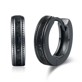 Black Hoop Earrings for Men Women 925 Sterling Silver Hypoallergenic Abalone Shell 15mm Huggie Earrings Punk Gothic Jewelry Gifts for Sensitive Ears Birthday