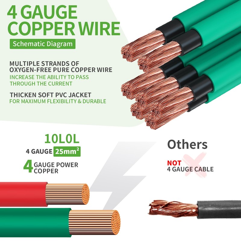 10L0L 3 Awg Golf Cart Heavy Duty Battery Cables for