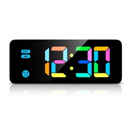 AMIR RGB Digital Alarm Clock for Bedrooms, Heavy Sleepers, Kids, Newest Small Digital Clock with 8 Color, Bedside LED Clock with 4 Dimmable Backlight, 3 Volumes, Snooze, 12/24H Display for Home