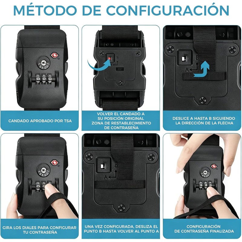 Mythya Correas de Equipaje, Correas de Equipaje para Veliz, TSA
