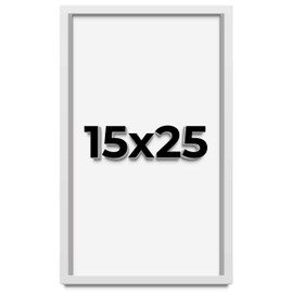 15x25 Shadow Box Frame White | 1 Inches Deep Real Wood Contemporary Shadowbox Display Frame | UV Resistant Acrylic Front, Acid Free Backing, and Hanging Hardware | Lucius Picture Frame Style