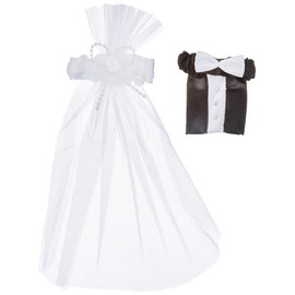 1 Pair of Decorated Bride and Groom Champagne Flutes, A