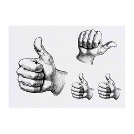 Azeeda 4 x 'Daumen Hoch' Temporäre Tattoos - Wasserfest, Hautfreundlich & Ungiftig · Transfers in Verschiedenen Größen (TO00077070)