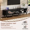 SOFTSEA Modern Fluted TV Stand with Charging Station for 80"+