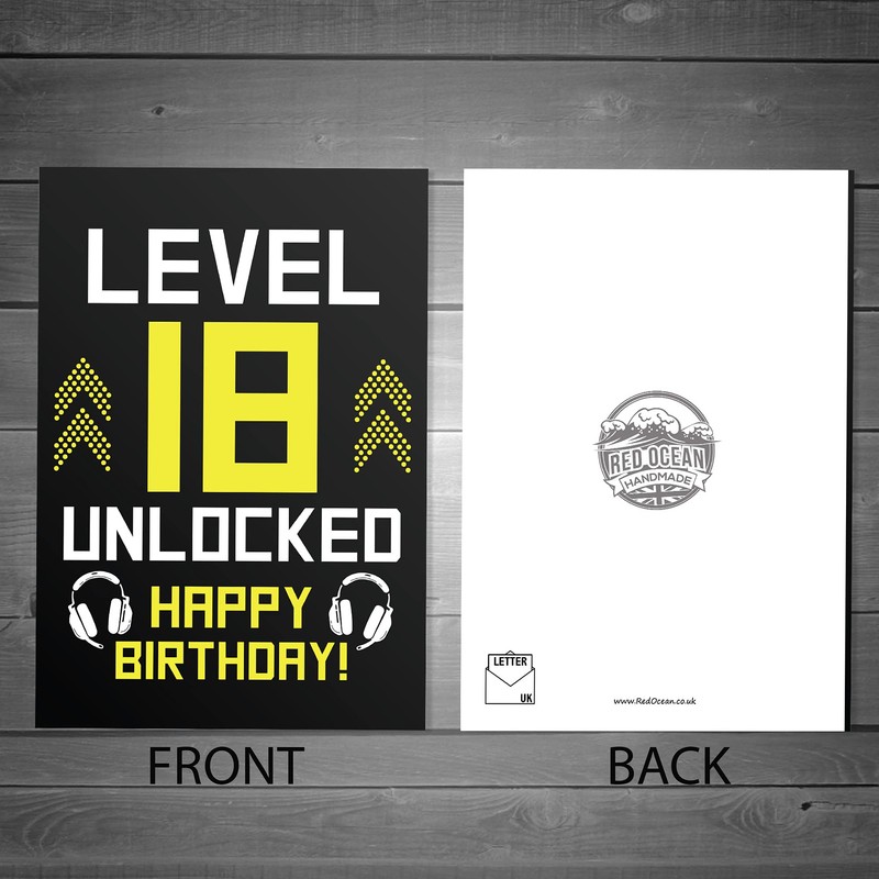 Funny 18th Birthday Card For Son Brother LEVEL 18 Humour