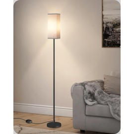 GOEBLESON Floor Lamp, Pole Lamp with Foot Switch, Modern Standing Lamp Lampshade, Minimalist Freestanding Lamp (Bulb Not Included), for Living Room, Bedroom Office ETL Listed, Black and Gray H07LD05