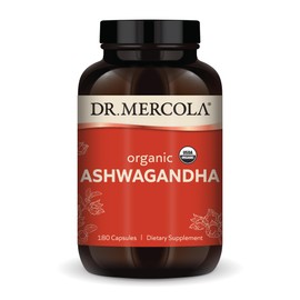 Dr. Mercola Dr. Mercola Organic Ashwagandha, 90 Servings (180 Capsules), Dietary Supplement, Supports Energy Production, Non-GMO, Certified USDA Organic