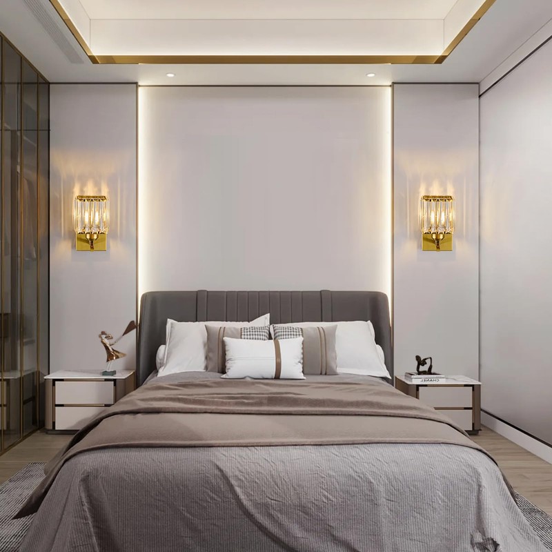 FDPBY Wall Sconces Crystal Gold Wall Sconce Set of Two