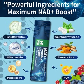 HIPLUS NAD+ Cell Regenerator Berry Flavor Drink 1400 mg Extra Strength NMN Alternative Liposomal, Green Tea + Astaxanthin for Women & Men, Resveratrol, CoQ10, PQQ, Alpha Lipoic Acid – Energy Beauty Healthcare Anti-Aging –20 Pack Antioxidant Supplement