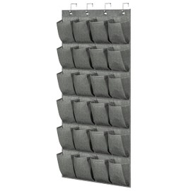 KEETDY 24 Large Over the Door Shoe Rack Hanging Shoe Organizer for Closet for Men Sneakers, Women High Heels, Grey