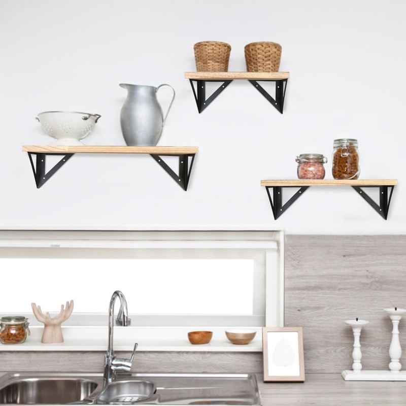 Vilobos Wall Mounted Floating Shelf Set of 3 Solid Wood